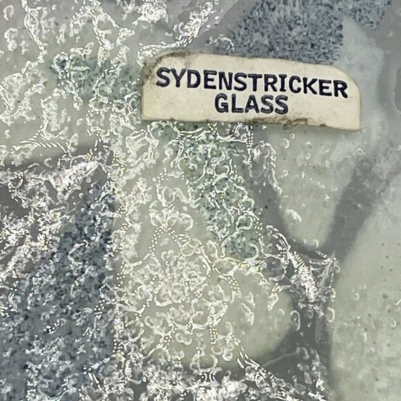 Vtg Sydenstricker Fused Art Glass Iris Floral Ruffled Edge 8" Trinket Bowl Plate - Picture 5 of 11